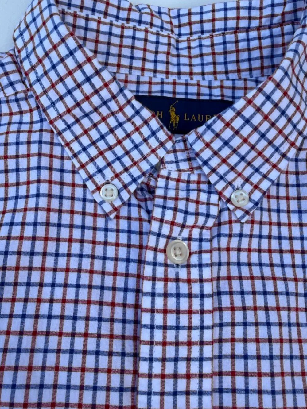 Polo Ralph Lauren Natural Stretch Button Down Shirt Men's XL Red Blue Plaid Cott